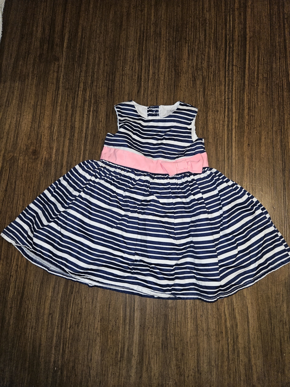 Carter's Navy and White Striped Dress with Pink Waistband